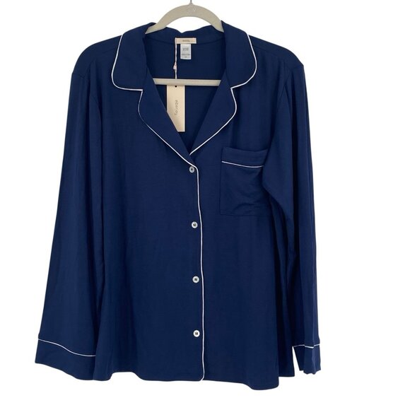 Eberjey Size Small Gisele TENCEL Modal Long Sleeve Pajama Top PJ1018 Navy NWT - Picture 1 of 9
